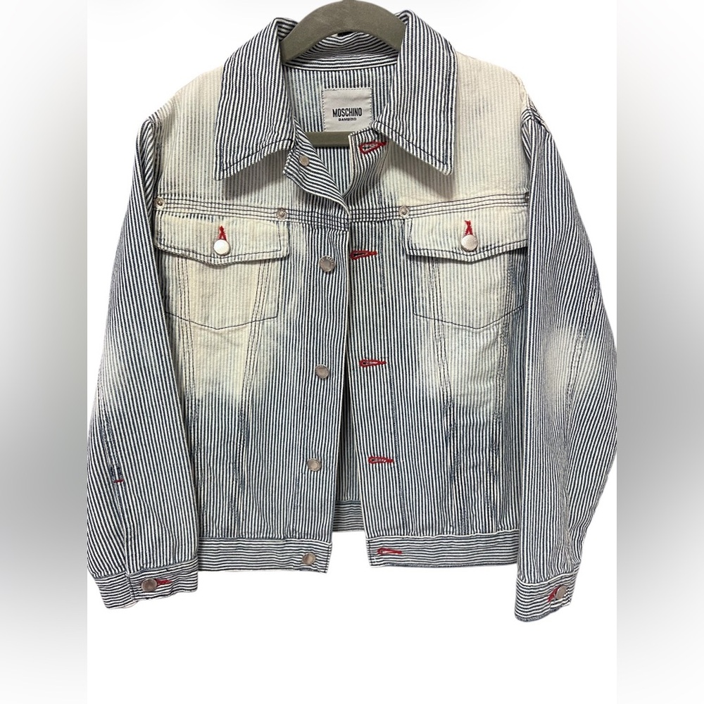 MOSCHINO Bambino Striped Denim Jacket – Size 6A (6 Years)